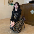 Load image into Gallery viewer, [Dong Xiaojie Series] ★Checked dress★ Large size, fake layered, slimming, retro, cute, easy to match
