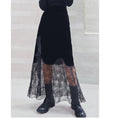 Load image into Gallery viewer, [Daiseiryusu Series]★Skirt★ Bottoms switching velvet long length embroidery mesh SML black black
