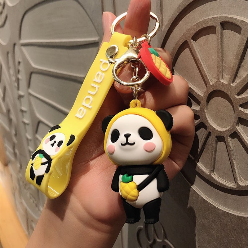 Cute Couple Panda Keychain Gift Red Blue Yellow Pink