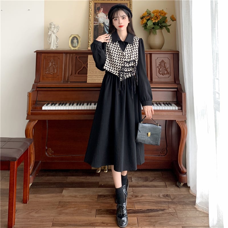 [JIGUJIGU series] ★Chinese style setup★ Large size black brown dress vest