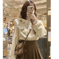 Load image into Gallery viewer, [KEKE Series] ★Tops★ Embroidered 2-color shirt, cute, easy to match, spring clothes, beige, white, spring clothes
