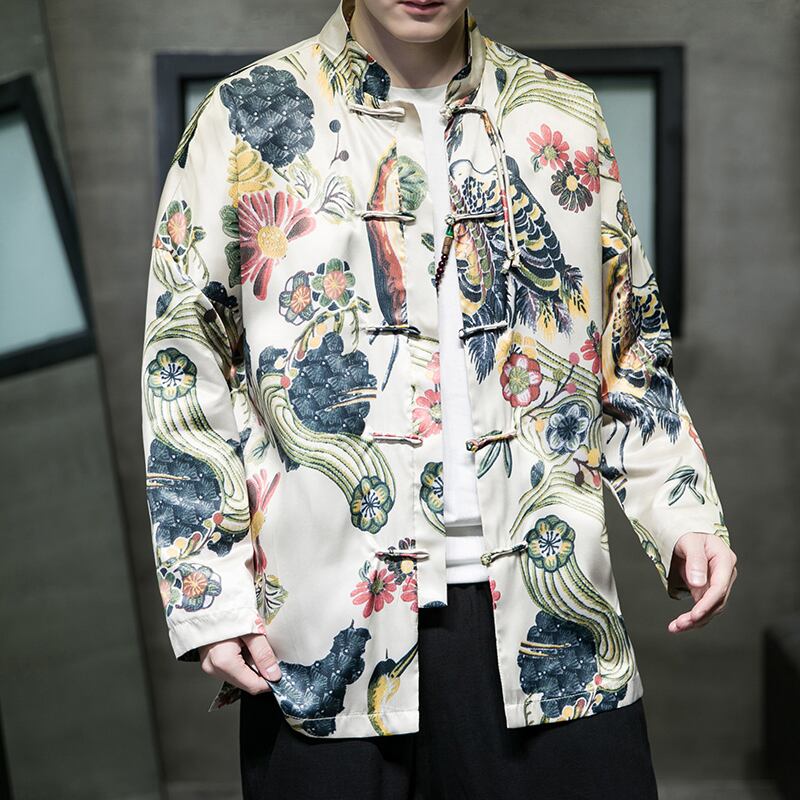 [JUNYI Series] ★China style jacket★ Outerwear print unisex men's ethnic style large size Chinese clothing