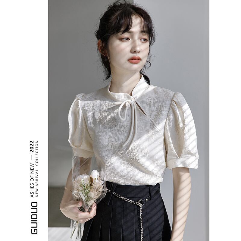 [GUIDUO Series]★China style tops★ Improves temperament, summer clothes, easy to match, date, commuting, retro, cute