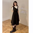 Load image into Gallery viewer, [YUNXI Series] ★One Piece★ 2color Short Sleeve Dress Switching Fake Layered Large Size Brown Black
