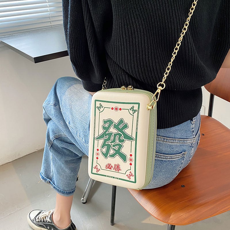 [TIANBAI series] ★Shoulder bag★ 3 types Mahjong mahjong cute green color scheme bag