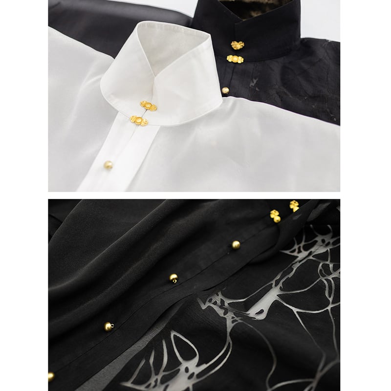 [Dream Series] ★Chinese style shirt★ 2color Black or white Thin Cool Transparency Chinese elements Chinese clothing Original