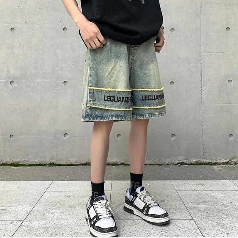 [BIGEMAN Series] ★Shorts★ Denim pants Fashion Casual Stylish Unisex Men's Alphabet Blue