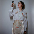 Load image into Gallery viewer, [Big Fish Series]★China Style Shirt★ Tops Goldfish Women's Long Sleeve Shirt Embroidery Large Size White White
