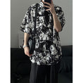 Load image into Gallery viewer, [MDYCD Series]★Shirt with Tie★ 2color Floral Print Shirt Tops Short Sleeve Shirt Unisex Men's Black White
