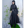 Load image into Gallery viewer, [Kuraho Koya Series] ★Chinese style skirt★ Elastic waist bottoms slit Unique Chinese clothing Black Black
