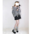 Load image into Gallery viewer, [Nekogan Series]★Sweater★ 2color Black or Gray Tops V-neck Fluffy Loose Black Date Cute
