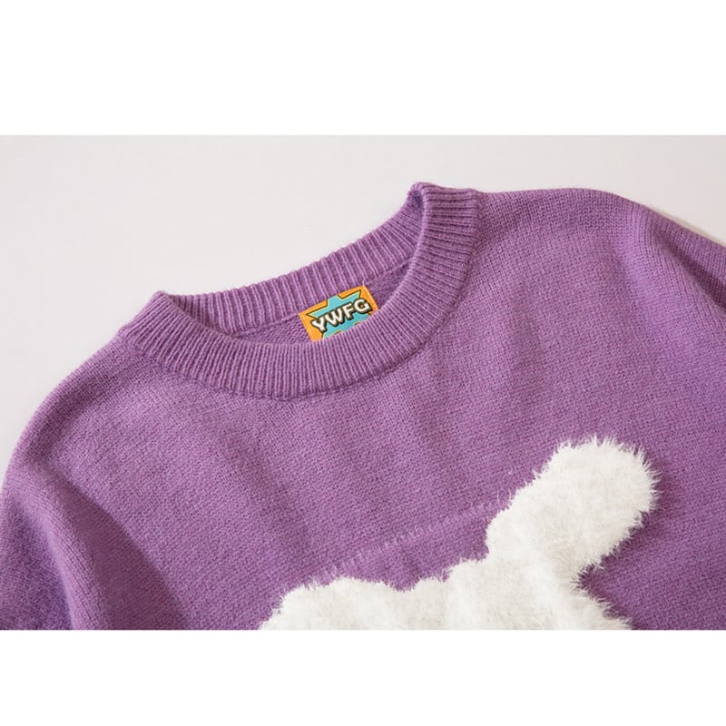 [Satoru Series]★Sweater★ 4color knit tops, brushed lining can be selected, unisex, men's rabbit, rabbit, cute