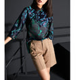 Load image into Gallery viewer, [Furo FRONT Series] ★Chinese style tops★ Shirt Original Floral pattern tops Improves temperament Blue Blue SML
