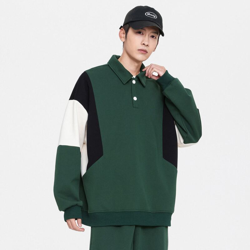 [DLSJ Series] ★Tops★ 4color POLO neck unisex men's long sleeve tops Color scheme black green white brown