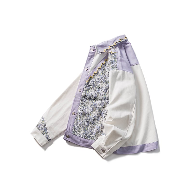 [MMstudios Series] ★Jacket★ Outerwear Switchable Unisex Men's Casual Embroidery Stylish Purple White