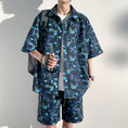 Load image into Gallery viewer, [KCSJ Series]★Setup★ Shirt + Shorts Unisex Men's Large Size Blue Blue Aloha Shirt Hawaii Beach
