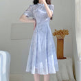 Load image into Gallery viewer, [NIHUO series] ★China style dress★ Plaid party short sleeves blue blue XS SML slimming
