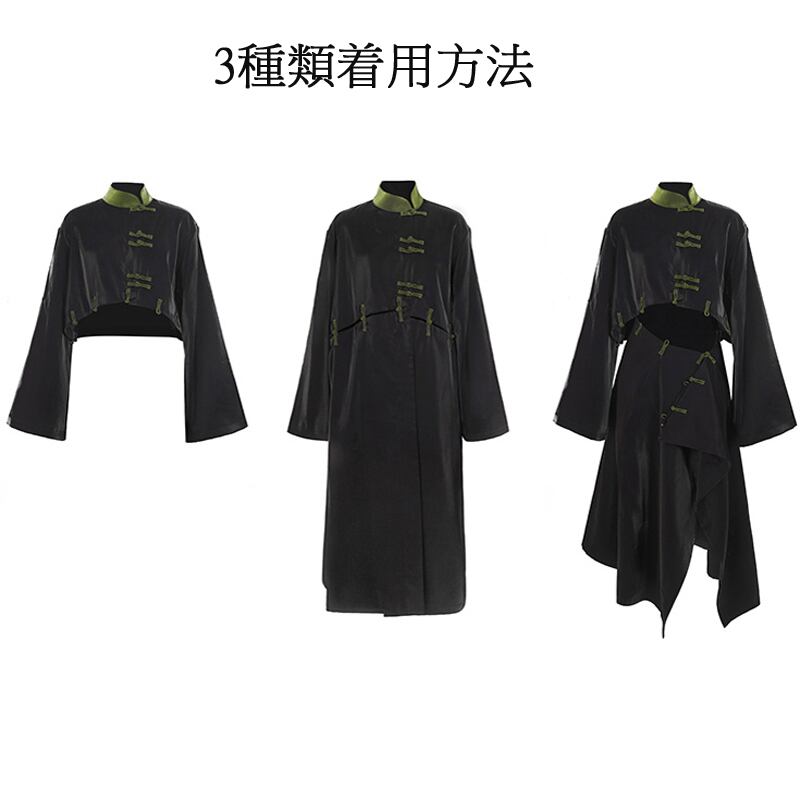 [Big Blue Dragon Series] ★China style coat★ 3 ways to wear Tops Black Black Color scheme Cool