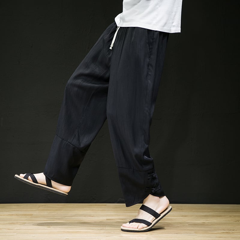 [Shu Han Ink Series] ★China Style Pants★ 2color Large Size Plain China Button Unisex Men's