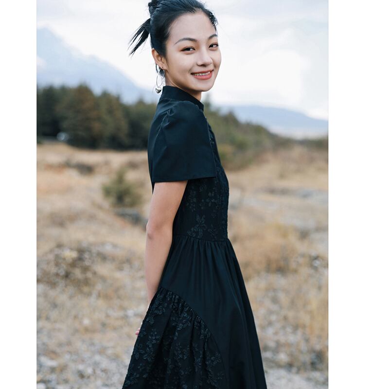 [Daiseiryusu Series] ★Chinese style dress★ Summer Chinese clothing Maxi length Long length Chinese button Black Black