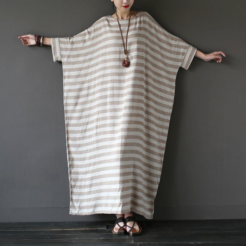 [LIANSHANG series] ★China style dress★ 3color loose body cover horizontal stripes striped pattern literary style