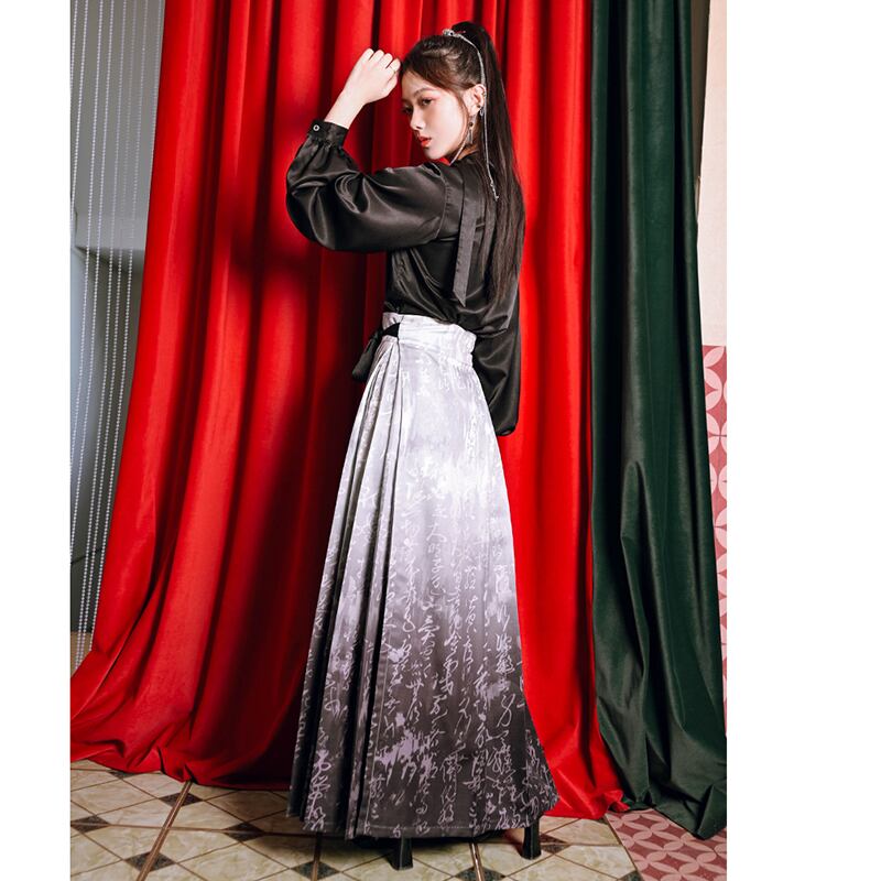 [Kokaisha---Shinkyo Series] ★Chinese style skirt★ 2color Maki skirt gradation Hanfu skirt Chinese elements