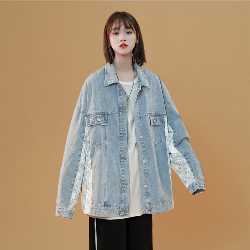 [Winter Series] ★Jacket★ 2color Blue or Black Denim Outer Jeans Unisex Switchable Fashion