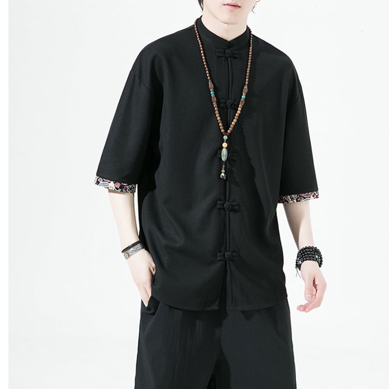 [Small Troubles Series]★China Style Shirt★ 4color Unisex Men's Large Size Chinese Clothes Black White Orange Brown