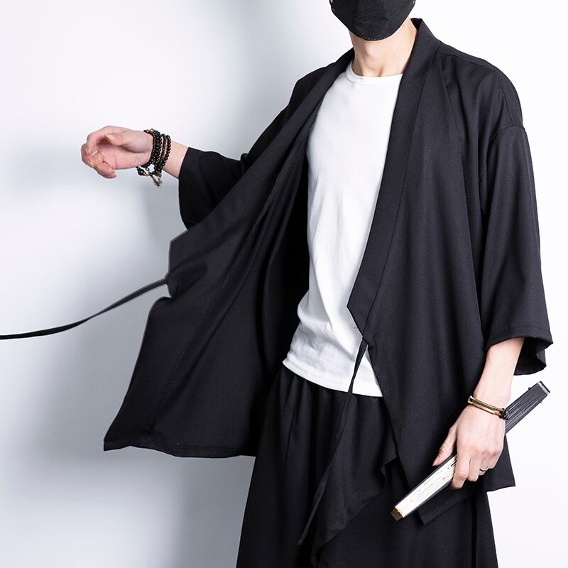 [MUFENG Series] ★Happi coat★ 2color Plain Chinese Style Unisex Men's Large Size Black White