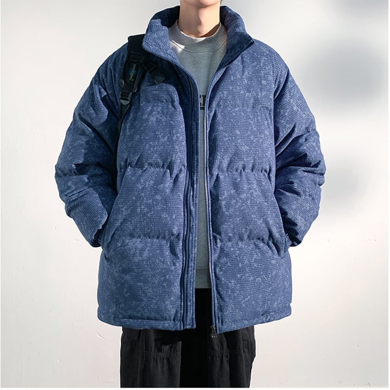 [DUFENG Series] ★Cotton coat★ 3color outer winter coat unisex men's large size green black blue