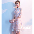 Load image into Gallery viewer, Embroidered Chinese Dress Coming of Age Ceremony Party Dress After-Party Lace Large Size Pink
