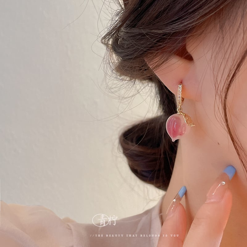 [Blue Series]★Earrings★ Pair of Earrings, Women's Accessories, Pink, Cute, Improves Temperament, Date, Commuting