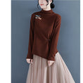 Load image into Gallery viewer, [Qing series]★China style tops★ 5color embroidery Chinese button beige dark brown red blue black
