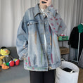 Load image into Gallery viewer, [YOULIN Series]★Denim jacket★ 2color outerwear unisex men's graffiti black blue
