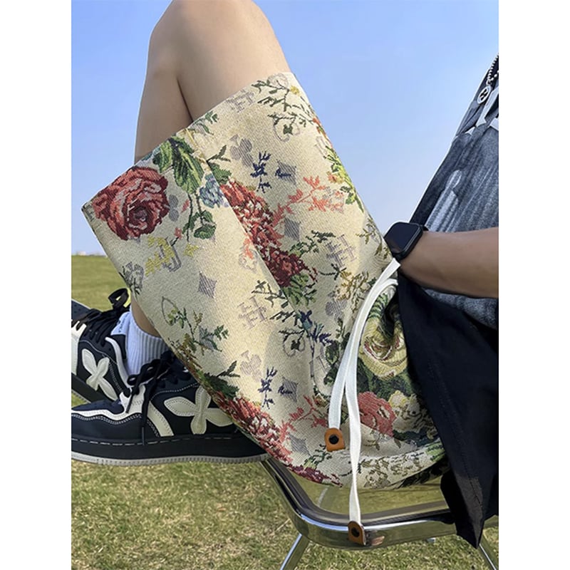 [CHAOMEICHEN Series] ★Shorts★ Floral pattern bottoms, short length pants, unisex, men's, large size, elastic waist