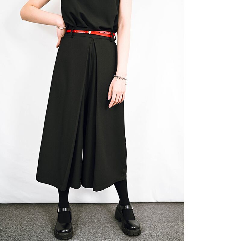 [Kokaisha---Kaikage Series]★China style pants★Bottoms Gaucho pants Plain slimming ML XL Black Black