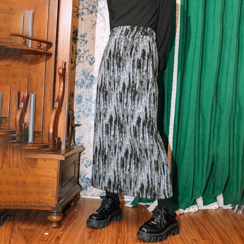 [Kokaisha---Smoke Series]★China-style skirt★Bottoms Cashmere tie-dye thick fall/winter clothes