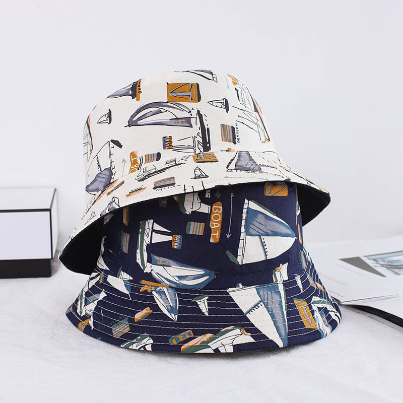 [Totoshu series] ★Hat★ 2color hat, hat that can be worn on both sides, Harajuku style, easy to match, boat pattern, spring and autumn type, dark blue, white