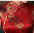 Load image into Gallery viewer, [Four Little Sisters Series] ★Luxury Silk Cheongsam Dress★ One Piece Short Sleeve Slit Red Red Slimming Wear
