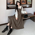 Load image into Gallery viewer, [Dong Xiaojie Series] ★Long Sleeve Dress★ Large Size Women's Dress Faux Layered Dark Brown
