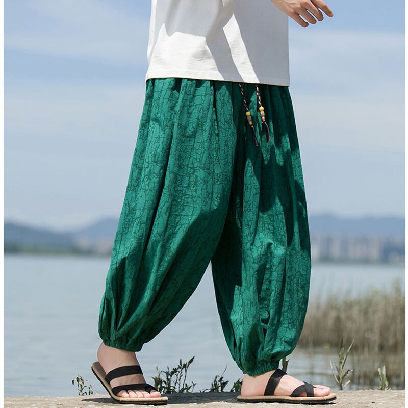 [YISHUO Series] ★Pants★ 3color Tops Unisex Men's Large Size Nine-quarter length Black Green Gray