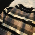 Load image into Gallery viewer, [Chiyu Seikyu Series] ★Sweater★ 2color Tops Horizontal stripes Color scheme Green Gray Casual Unisex
