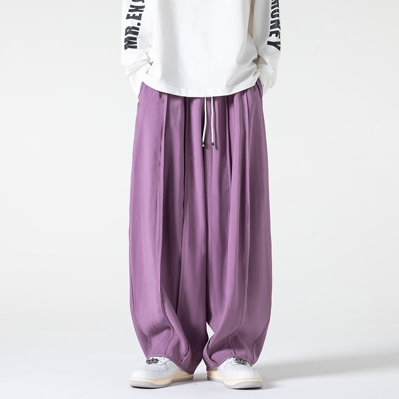 [Small Trouble Series]★China Style Pants★ 5color Gaucho Pants Unisex Men's Large Size Black Brown Wine Red Green Purple