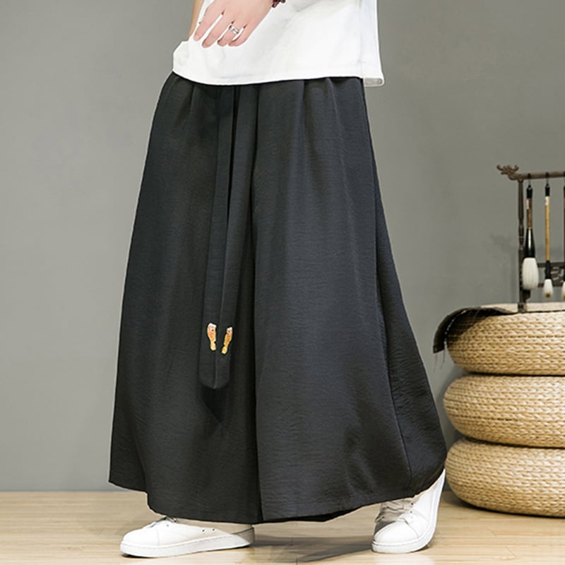 [Small Trouble Series]★China Style Pants★ 5color Bottoms Unisex Men's Large Size Gaucho Pants