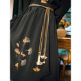 Load image into Gallery viewer, [Kokaisha --- Leaf Series] ★China style skirt★ Bottoms Switching Color scheme Floral print Black Black
