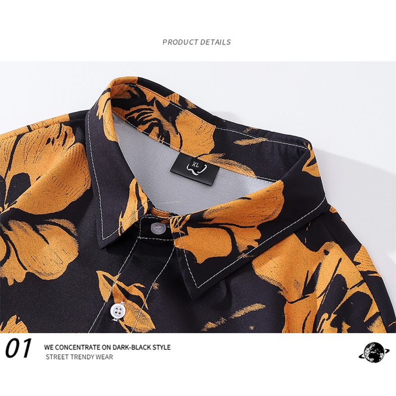 [Fleeing Earth Series] ★Floral Pattern Shirt★ Long Sleeve Shirt Tops Unisex Men's ML XL 2XL Casual