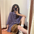 Load image into Gallery viewer, [UATONLINE Series]★China Style Shirt★ Thin Medium Chinese Clothes Tops Unisex Men's Short Sleeve Shirt Purple
