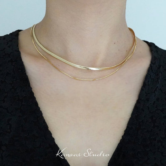 [KANSAI Series] ★Necklace★ Collar Accessory Unisex Double Gold Golden Improves Temperament