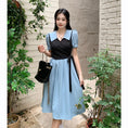 Load image into Gallery viewer, [JIGUJIGU Series] ★One Piece★ Short Sleeve Dress Switching Fake Layered Large Size Blue Blue
