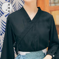 Load image into Gallery viewer, [Shukunsho Series]★China style shirt★Hanfu shirt Long sleeve Plain V neck Simple Black Black S M L XL
